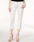 Rock Revival Cropped Embellished White Wash Capri Jeans