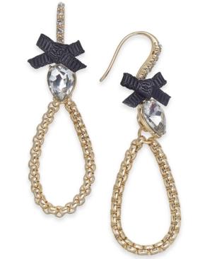 I.n.c. Gold-tone Crystal & Bow Open Drop Earrings, Created For Macy's