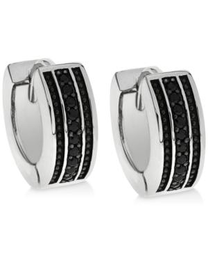 Sutton By Rhona Sutton Men's Sterling Silver & Black Cubic Zirconia Hoop Earrings
