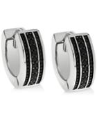 Sutton By Rhona Sutton Men's Sterling Silver & Black Cubic Zirconia Hoop Earrings
