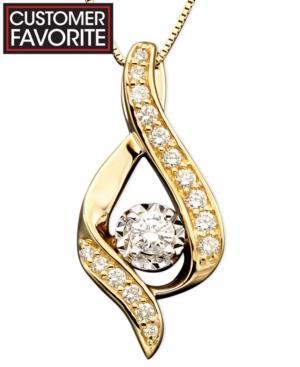 Diamond Ribbon Pendant Necklace In 14k Gold (3/8 Ct. T.w.)