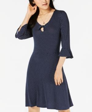 Ultra Flirt Juniors' Keyhole Printed Bell-sleeve Dress