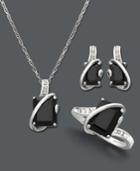 Sterling Silver Jewelry Set, Onyx And Diamond Accent Rectangle