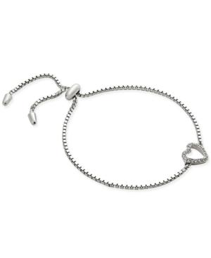 Giani Bernini Cubic Zirconia Pave Heart Adjustable Bracelet In 18k Yellow Or Rose Gold-plated Sterling Silver Or Sterling Silver, Created For Macy's