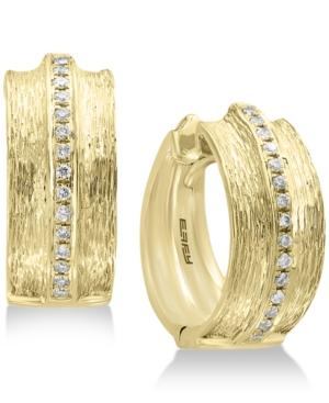 Effy Diamond Textured Hoop Earrings (1/5 Ct. T.w.) In 14k Gold