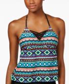 Hula Honey Desert Daze Printed Strappy-front Tankini Top Women's Swimsuit