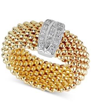 Diamond Mesh-look Statement Ring (1/10 Ct. T.w.) In 14k Gold-plated Sterling Silver