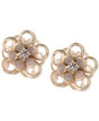 Lonna & Lilly Gold-tone Crystal Flower Button Stud Earrings