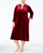 Oscar De La Renta Plus Size Charmeuse-trimmed Velvet Caftan