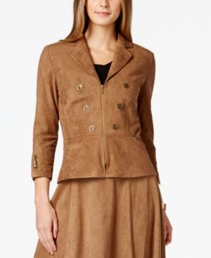 Tahari Asl Faux-suede Peplum Jacket
