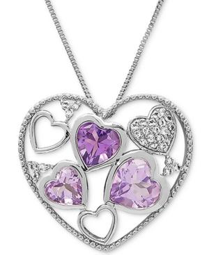 Multi-gemstone Heart 18 Pendant Necklace (3-5/8 Ct. T.w.) In Sterling Silver