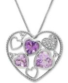 Multi-gemstone Heart 18 Pendant Necklace (3-5/8 Ct. T.w.) In Sterling Silver
