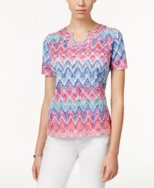 Alfred Dunner Chevron-print Short-sleeve Top