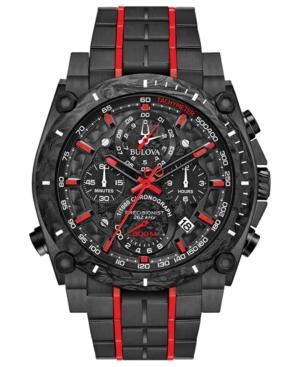Bulova Men's Chronograph Precisionist Champlain Black & Red Stainless Steel Bracelet Watch 48.5mm