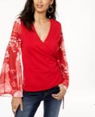 I.n.c. Mesh-sleeve Wrap Sweater, Created For Macy's