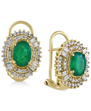Brasilica By Effy Emerald (1-1/2 Ct. T.w.) And Diamond (1/2 Ct. T.w.) Earrings In 14k Gold