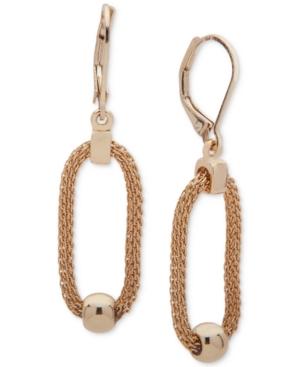 Anne Klein Gold-tone Bead & Link Drop Earrings