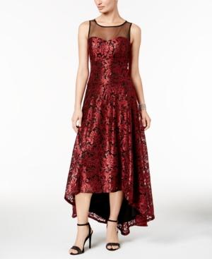 Sl Fashions Sequined Embroidered High-low Gown