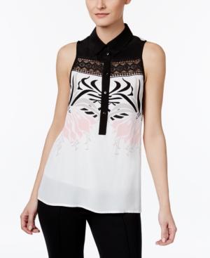 Yyigal Printed Lace-inset Blouse, A Macy's Exclusive Style