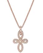 Thomas Sabo Crystal Knot Pendant Necklace In 18k Rose Gold-plated Sterling Silver
