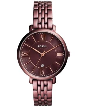 Fossil Women's Jacqueline Red-tone Stainless Steel Bracelet Watch 36mm Es4100