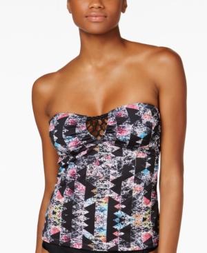 Hula Honey Just Another Brick Printed Bandeau Tankini Top Women's Swimsuit