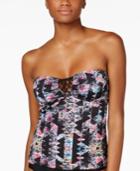 Hula Honey Just Another Brick Printed Bandeau Tankini Top Women's Swimsuit
