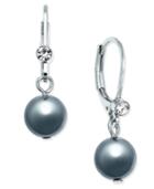 Charter Club Silver-tone Imitation Gray Pearl And Crystal Drop Earrings, Created For Macy's