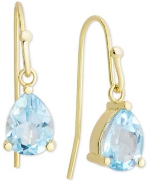 Blue Topaz Drop Earrings (2 Ct. T.w.) In 18k Gold-plated Sterling Silver