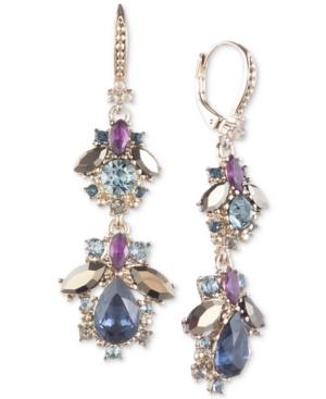 Marchesa Gold-tone Stone & Crystal Cluster Drop Earrings.