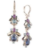 Marchesa Gold-tone Stone & Crystal Cluster Drop Earrings.