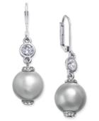 Kate Spade New York Silver-tone Imitation Pearl And Crystal Small Drop Earrings