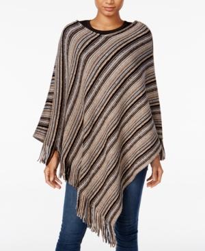Cejon Marled Metallic Multi Stripe Poncho