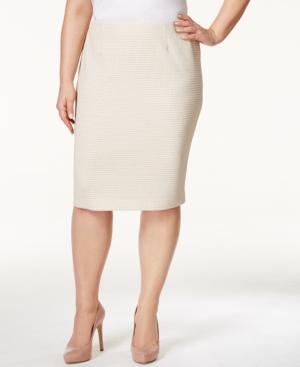 Kasper Plus Size Knit Jacquard Pencil Skirt
