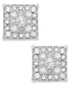 Diamond Earrings, 14k White Gold Diamond Square Cluster Stud Earrings (3/8 Ct. T.w.)
