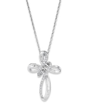 Diamond Necklace, Sterling Silver Diamond Double Cross Pendant (1/3 Ct. T.w.)
