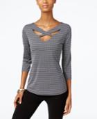 Ny Collection Printed Cutout Top