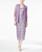 R & M Richards Petite Lace Dress & Draped Jacket