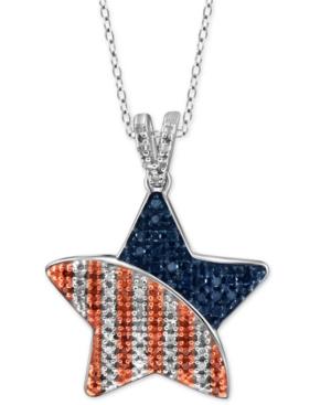 Multicolored Diamond Star Pendant Necklace (1/3 Ct. T.w.) In Sterling Silver