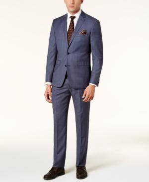 Vince Camuto Men's Slim-fit Dusty Blue Birdseye Suit