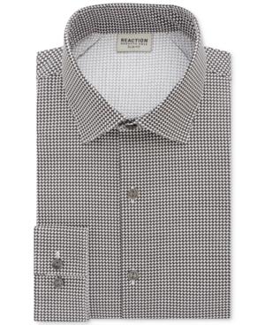 Kenneth Cole Reaction Men's Slim-fit Techni-cole Flex Collar Performance Black Print Dress Shirt