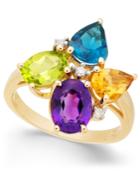 Multi-gemstone (4 Ct. T.w.) & Diamond Accent Ring In 14k Gold