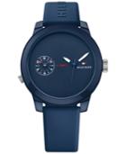 Tommy Hilfiger Men's Cool Sport Navy Silicone Strap Watch 42mm 1791325, Created For Macy's