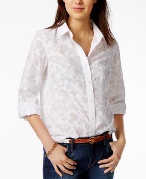 Tommy Hilfiger Roll-tab Burnout Shirt, Only At Macy's