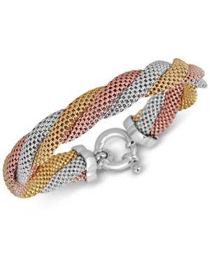 Mesh Twist Bracelet In Tri-tone Sterling Silver