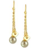 Majorica 18k Vermeil Imitation Pearl And Butterfly Linear Drop Earrings