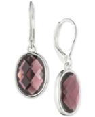 Anne Klein Silver-tone Purple Stone Drop Earrings