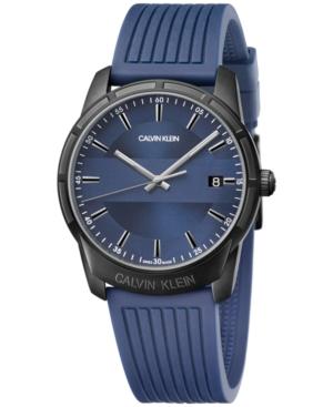 Calvin Klein Men's Swiss Evidence Blue Rubber Strap Watch 42mm