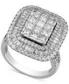 Diamond Square Halo Engagement Ring (3 Ct. T.w.) In 14k White Gold