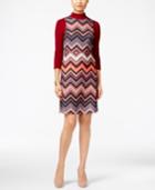 Eci Chevron-print Layered-look Shift Dress